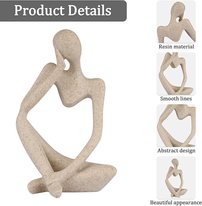 Abstract Stone-Look Thinking Woman Statue