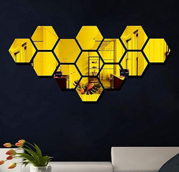 Hexagon Style Acrylic Mirror - Modern Home Decoration [13 pieces]