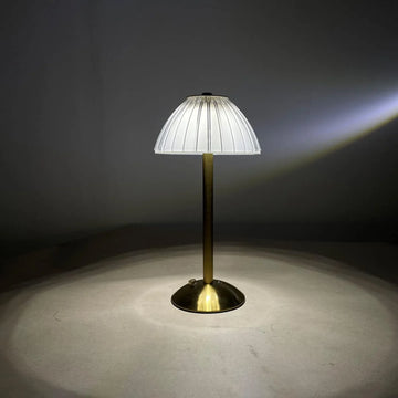 Modern Gold Table Lamp with Pleated Shade